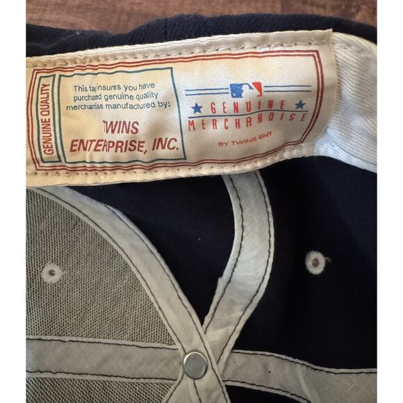 New York Yankees Blue Hat Cap Twins Enterprise Strap Back Spell Out on Visor - Picture 6 of 6